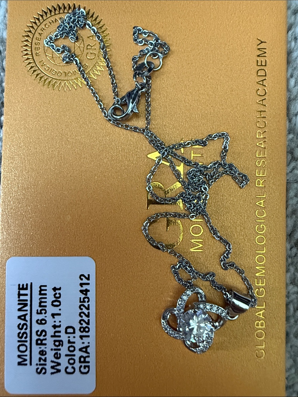 Moissanite Solitaire Pendant Necklace in Silver 1 Carat